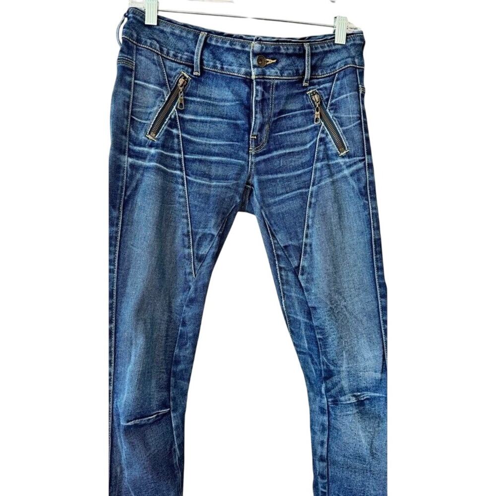 Guess Los Angeles 1961 Moto Zip Skinny Jeans Sz 28 Blue Denim